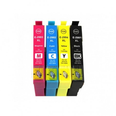 Cartouche d'encre équivalent à Epson Multipack 29XL Pack de 4 Noir, Jaune, Cyan, Magenta Cartouche d'encre équivalent à Epson Multipack 29XL Pack de 4 Noir, Jaune, Cyan, Magenta