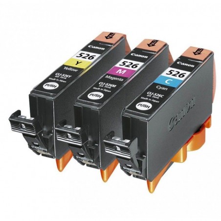 Cartouche d'encre équivalent à Canon Multipack CLI 526 C / CLI 526 M / CLI 526 Y Pack de 3 Cyan, magenta, jaune Cartouche d'encre équivalent à Canon Multipack CLI 526 C / CLI 526 M / CLI 526 Y Pack de 3 Cyan, magenta, jaune