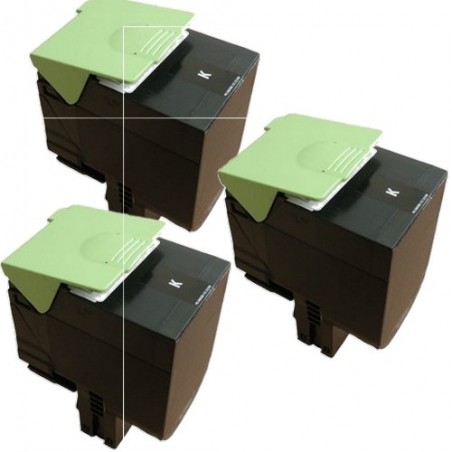 Toner équivalent à Lexmark 802S Pack de 3 Noir Toner équivalent à Lexmark 802S Pack de 3 Noir